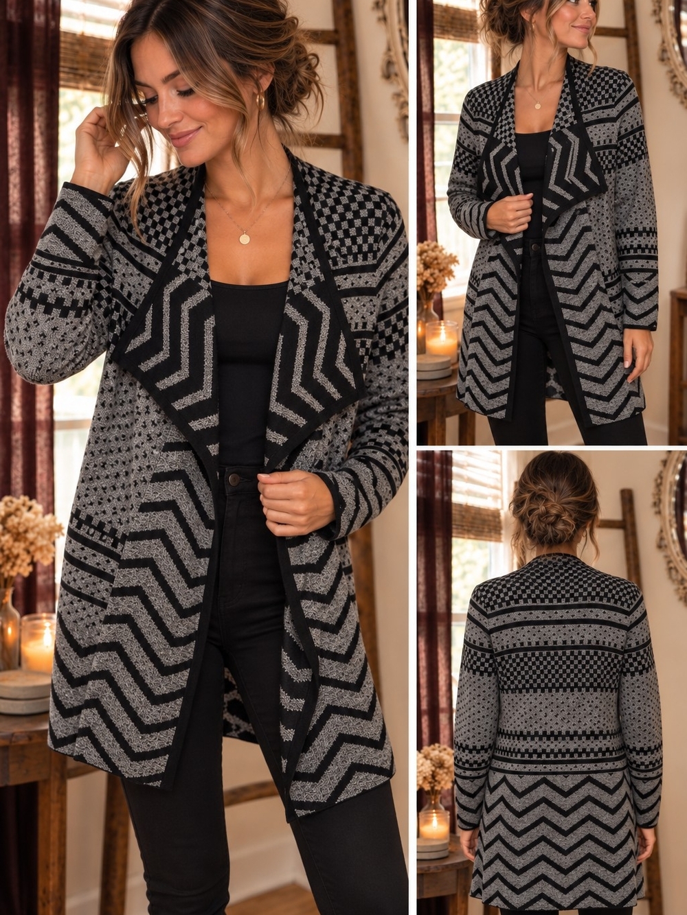 Smartwool Merino Wool Geometric Open Front Cardigan